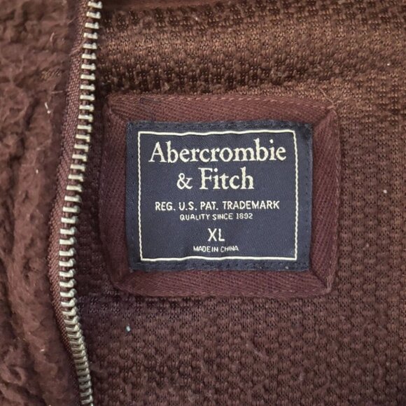 Abercrombie & Fitch Sweater Women's XL Brown Sherpa Quarter Zip Mock Neck - Picture 3 of 4
